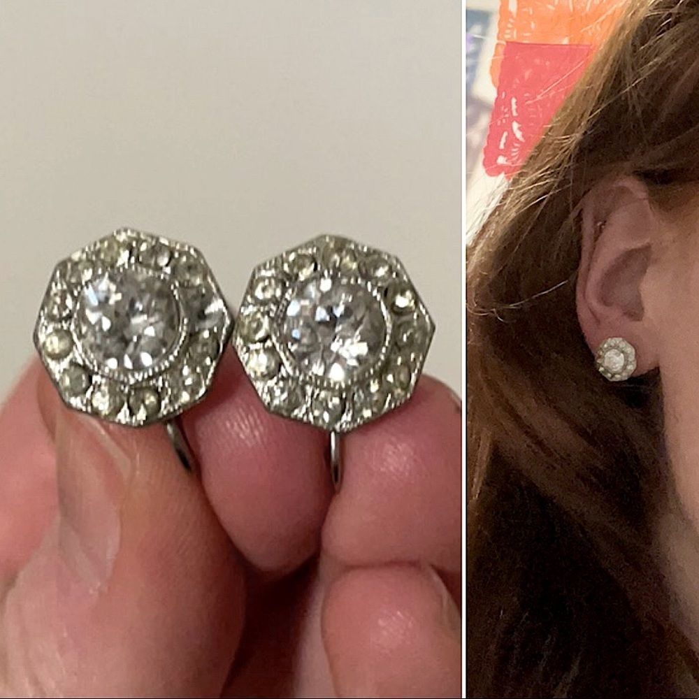 Clip on stud earrings, screw back, gem post